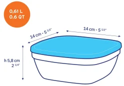 Duralex Professionnels De La Restauration|Boîtes Carrées>Freshbox - Boite de conservation carrée couvercle bleu 61cl