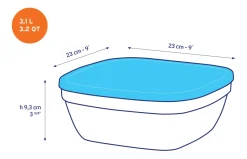 Duralex Boîtes Carrées>Freshbox - Boite de conservation carrée couvercle blanc 3,1L