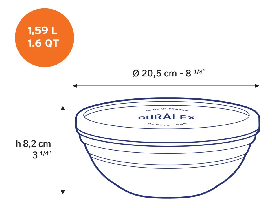 Duralex Professionnels De La Restauration|Boîtes Rondes>Freshbox - Boite de conservation ronde couvercle blanc 1,59L