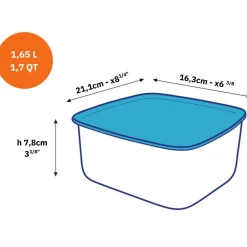 Duralex Professionnels De La Restauration|Boîtes Rectangulaires>Freshbox - Boite de conservation rectangulaire couvercle bleu 1,65L