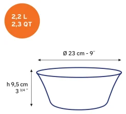 Duralex Professionnels De La Restauration|Saladiers>Lys - Saladier en verre - Bleu Marine - 23cm - 2,2l