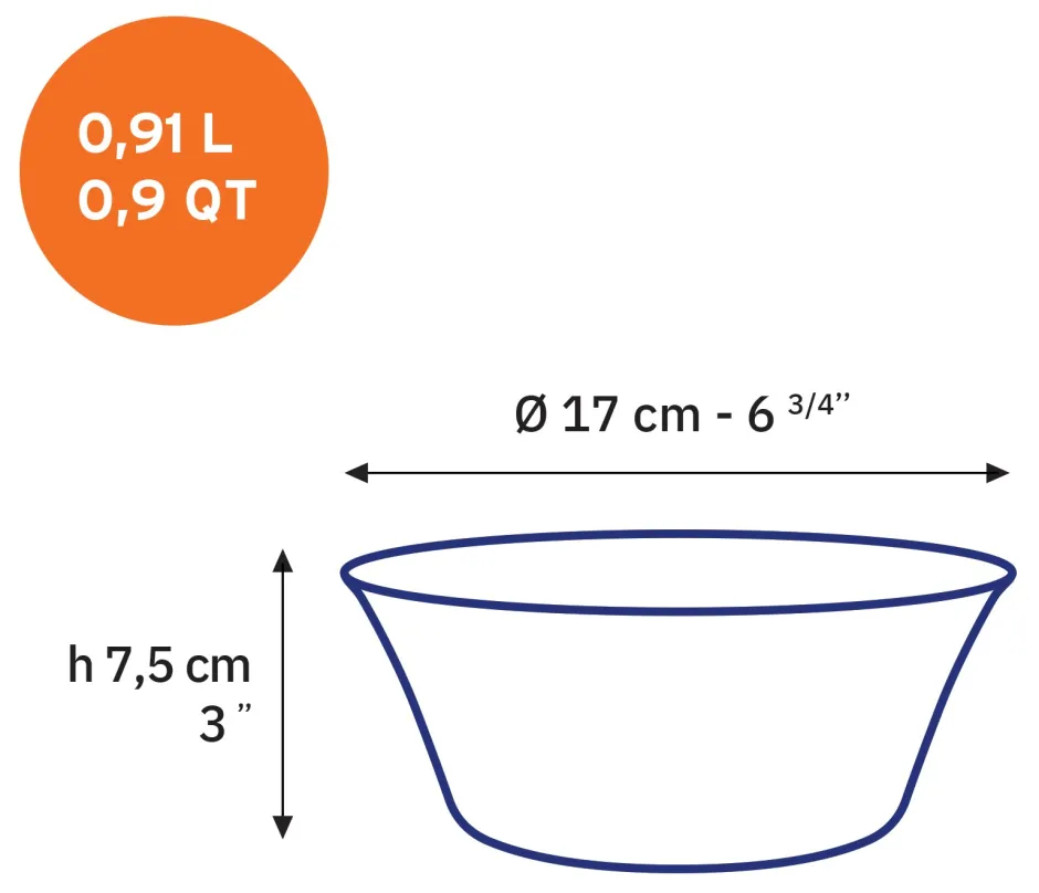 Duralex Professionnels De La Restauration|Saladiers>Lys - Saladier en verre - Vermeil - 17cm - 91cl